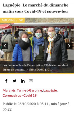 Vente de jus de pomme en soutien à l'association